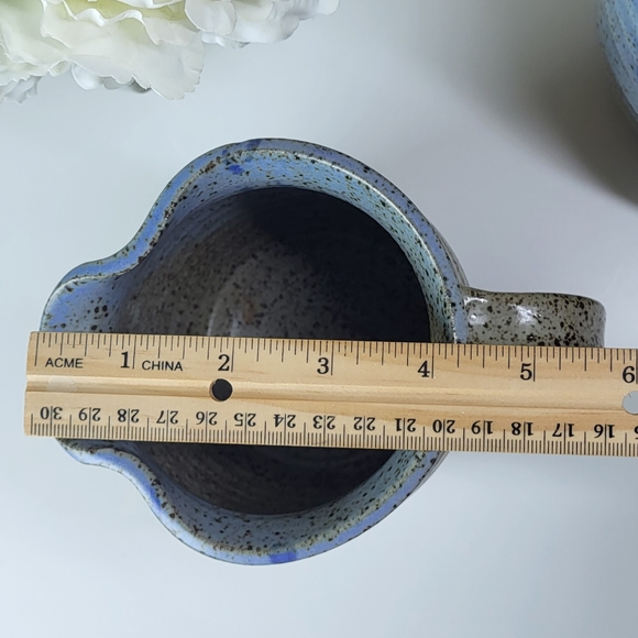 Set of 2 Pottery Jugs / Pitchers, Blue and Grey with Brown flecks. - Picture 7 of 10